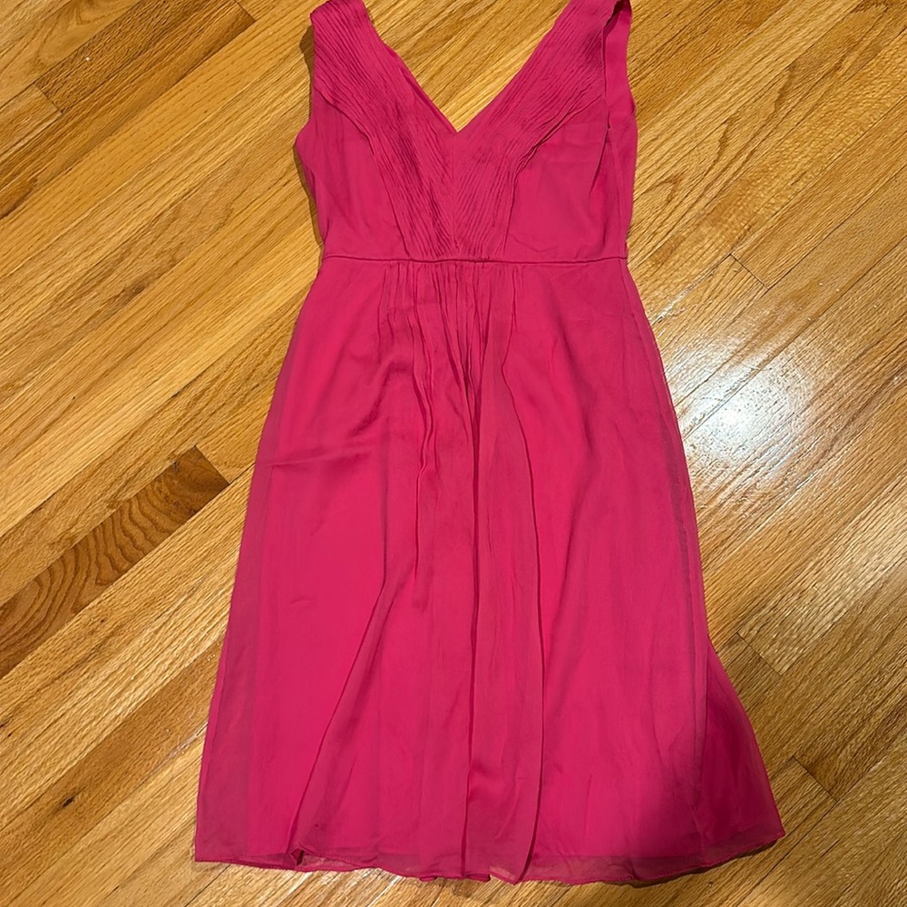 Bright pink chiffon dress from J Crew